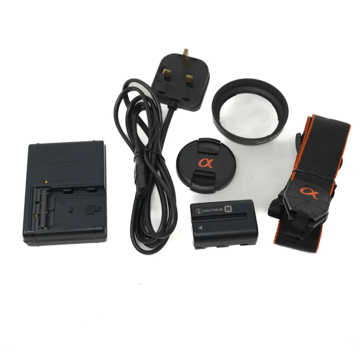 Used Sony A300 DSLR camera with 18-70mm lens - battery, charger, strap, lens cap and hood