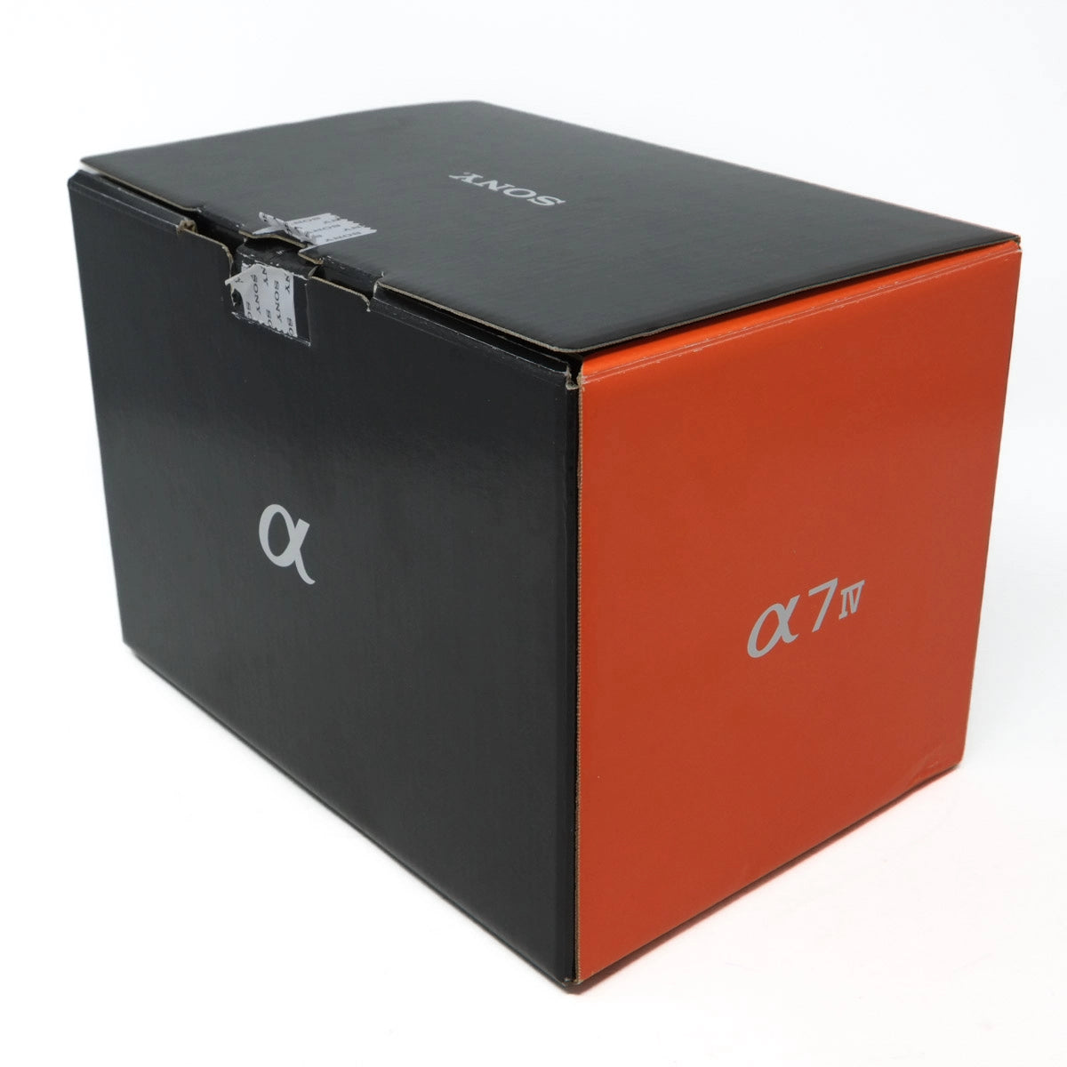 Black and red box with Sony and Alpha logos on a white background