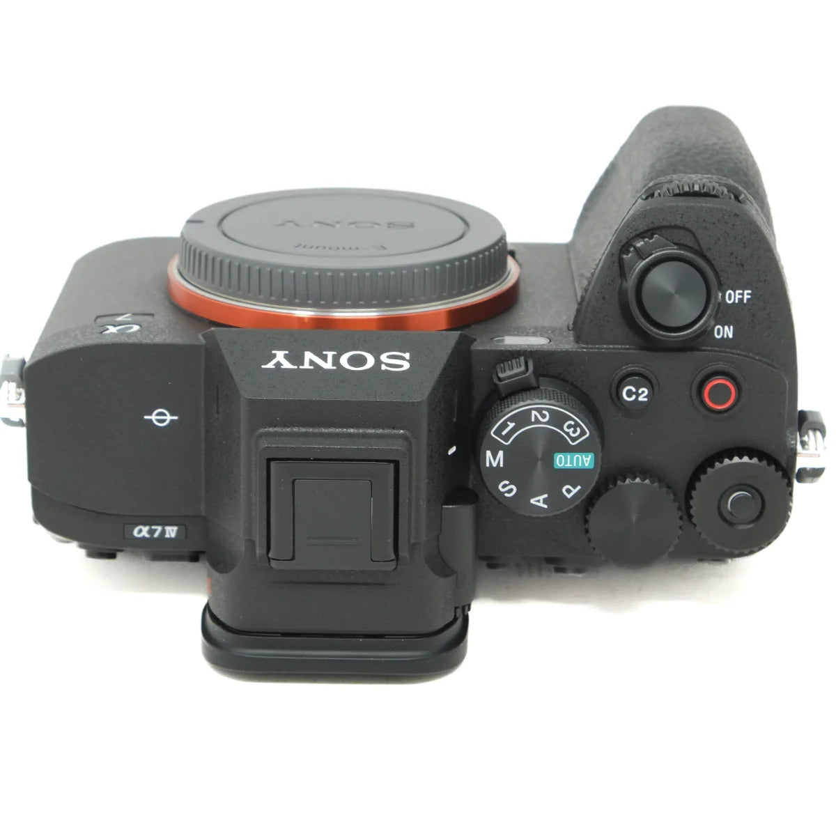 Used Sony A7 MKIV Mirrorless camera body - top angle 