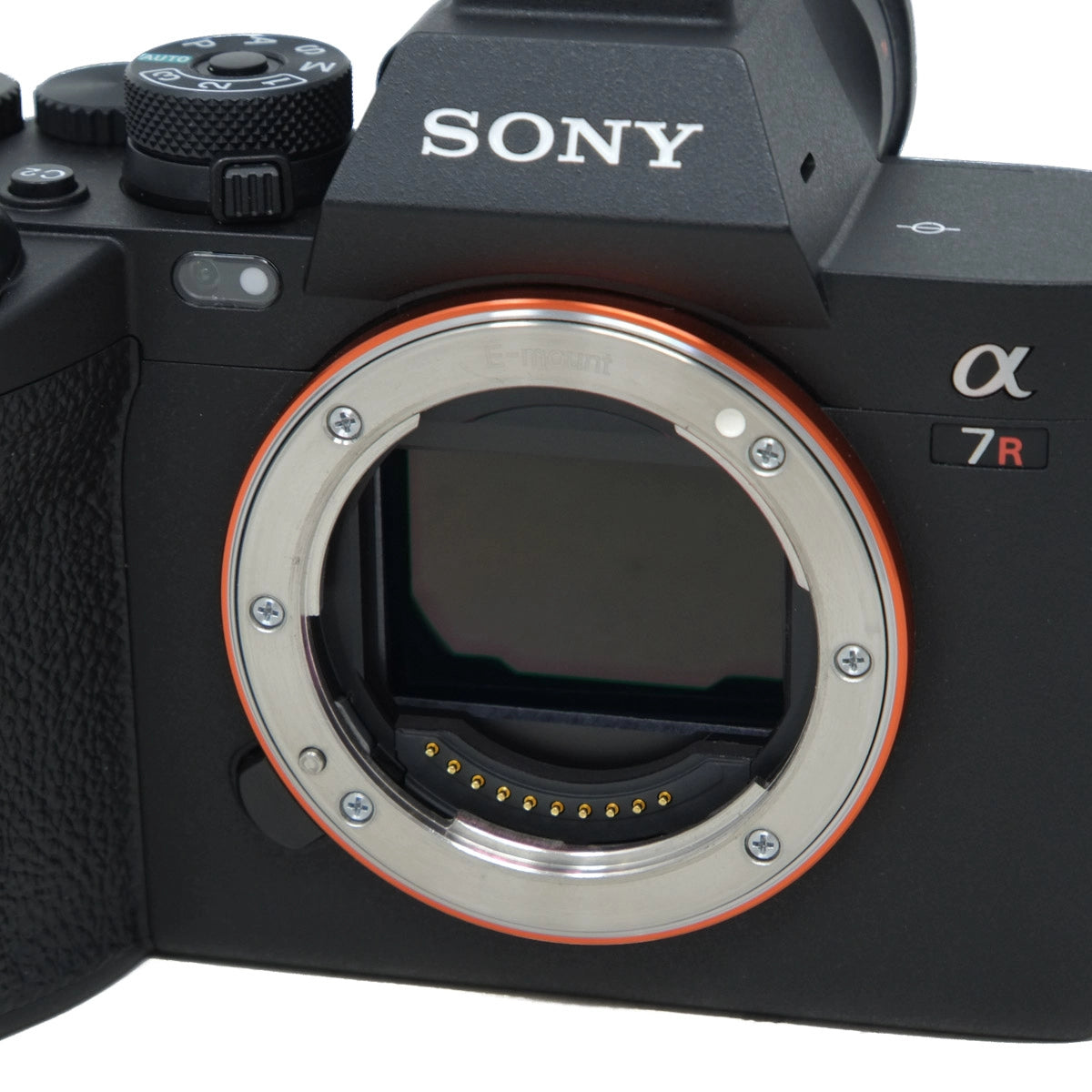 Sony camera with open lens on a white background