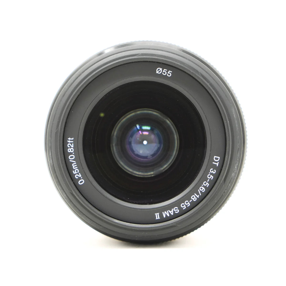 Used Sony DT 18-55mm F3.5-5.6 SAM II Lens in Sony A Mount - top angle 