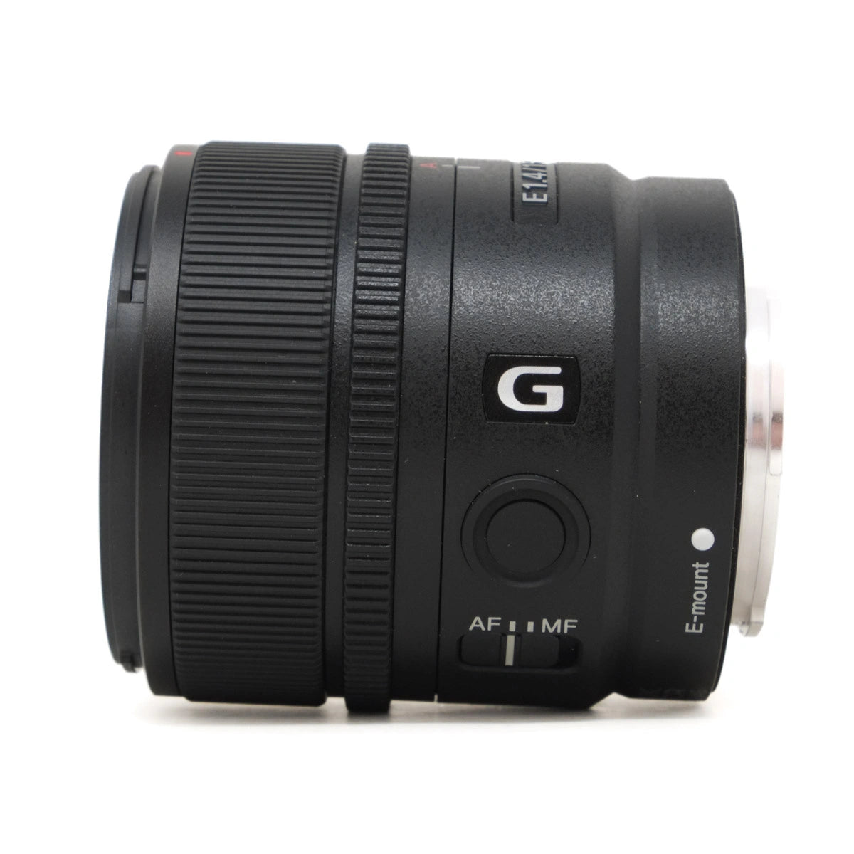Camera lens with 'G' mark on a white background