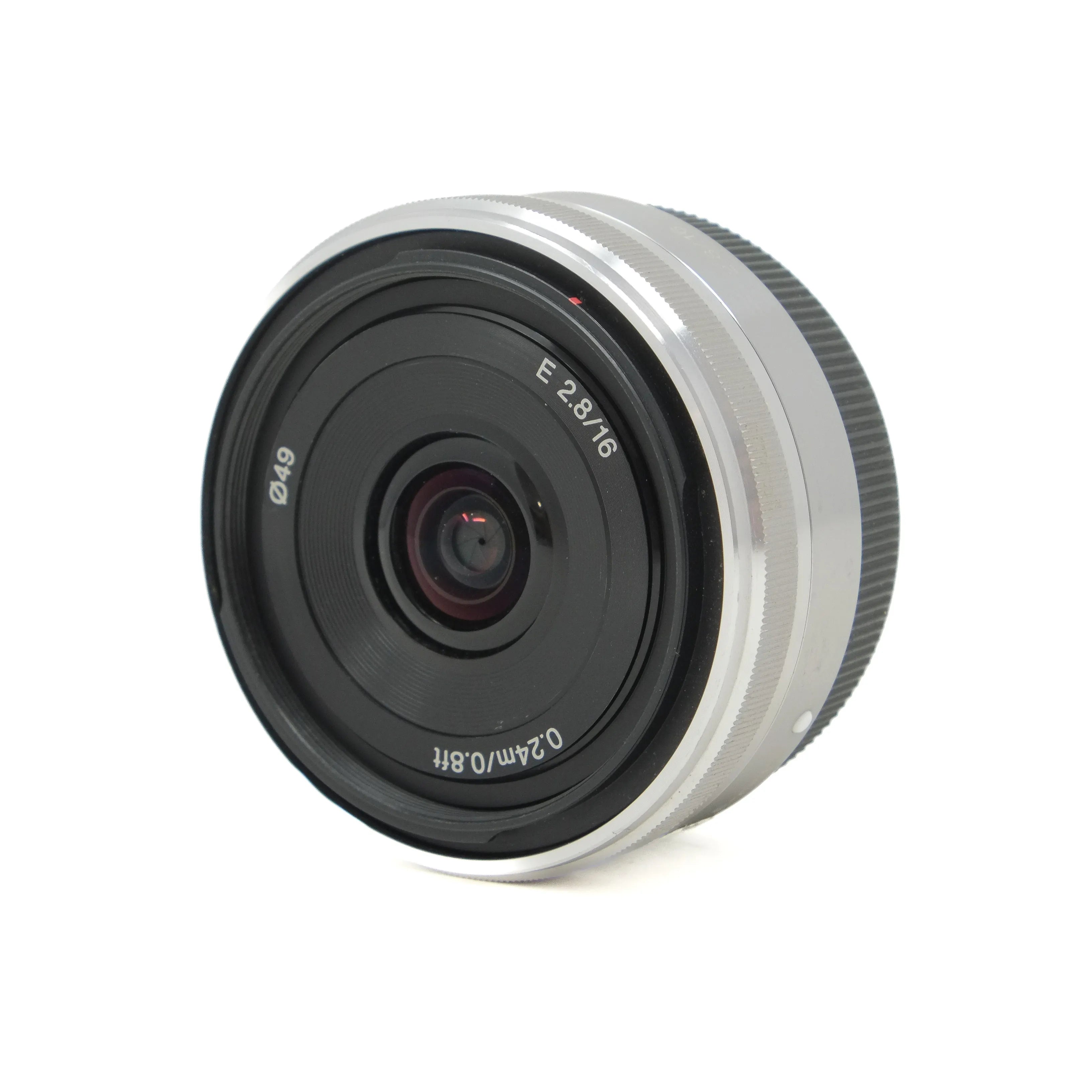 Used Sony E 16mm F2.8 Lens - front angle 