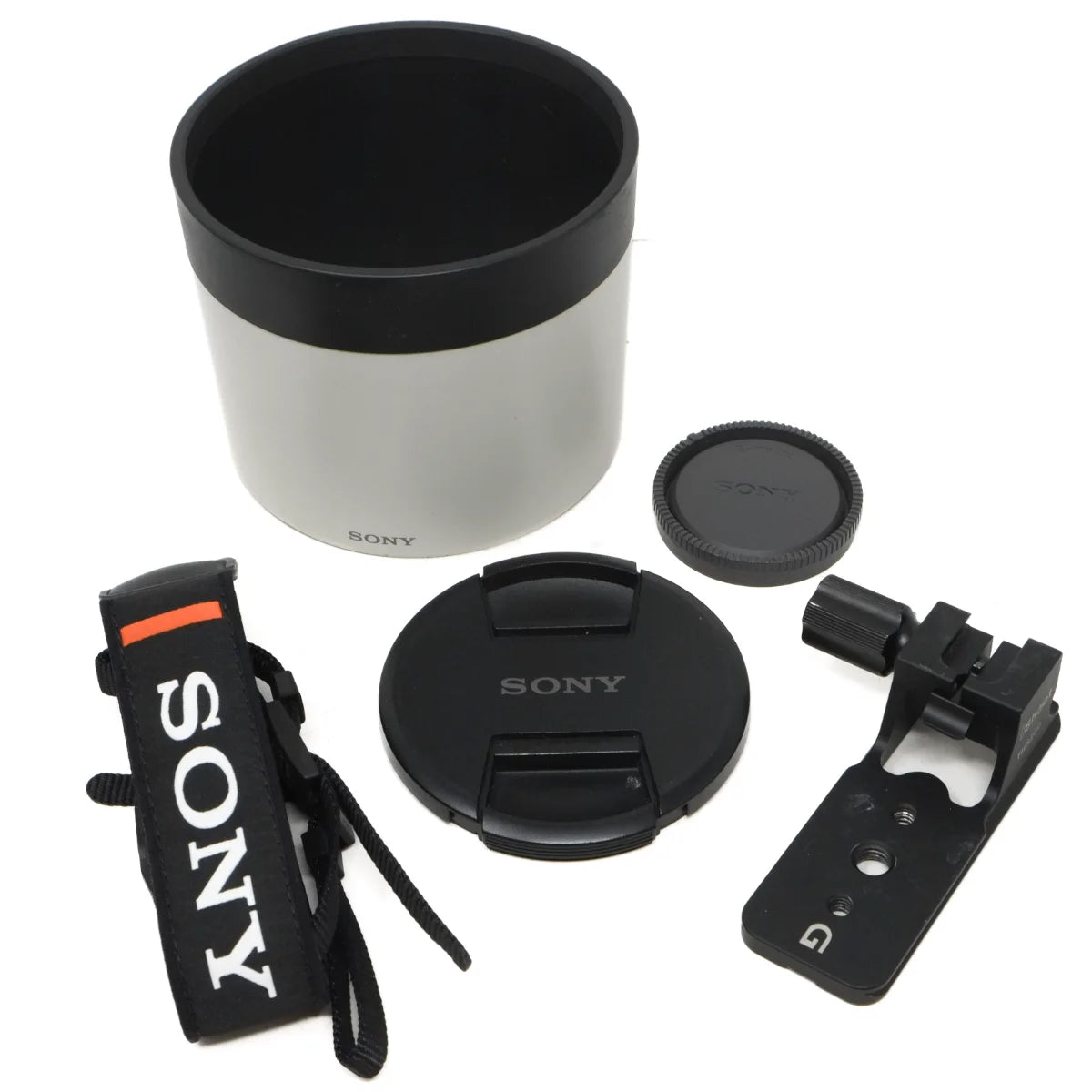 Used Sony FE 200-600mm F5.6-6.3G OSS Lens - lens hood, caps, tripod foot and strap
