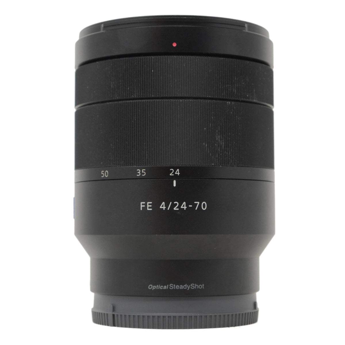 Camera lens with specifications on a white background
