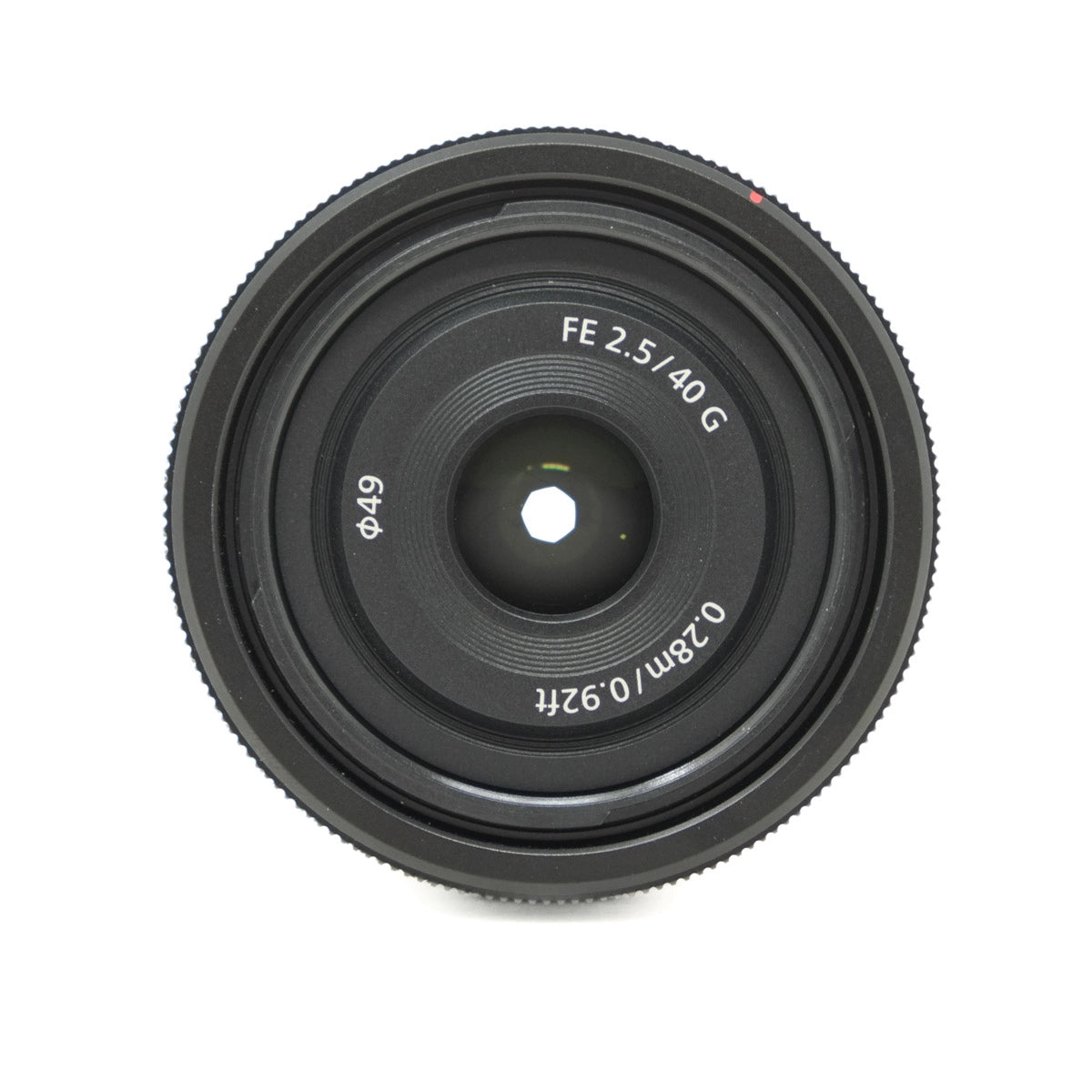 Used Sony FE 40mm F2.5G lens - top angle 
