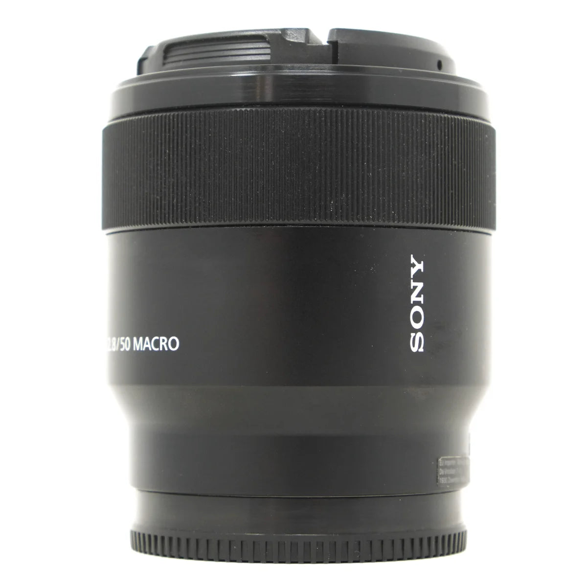 Used Sony FE 50mm F2.8 Macro Lens in E Mount - side angle 