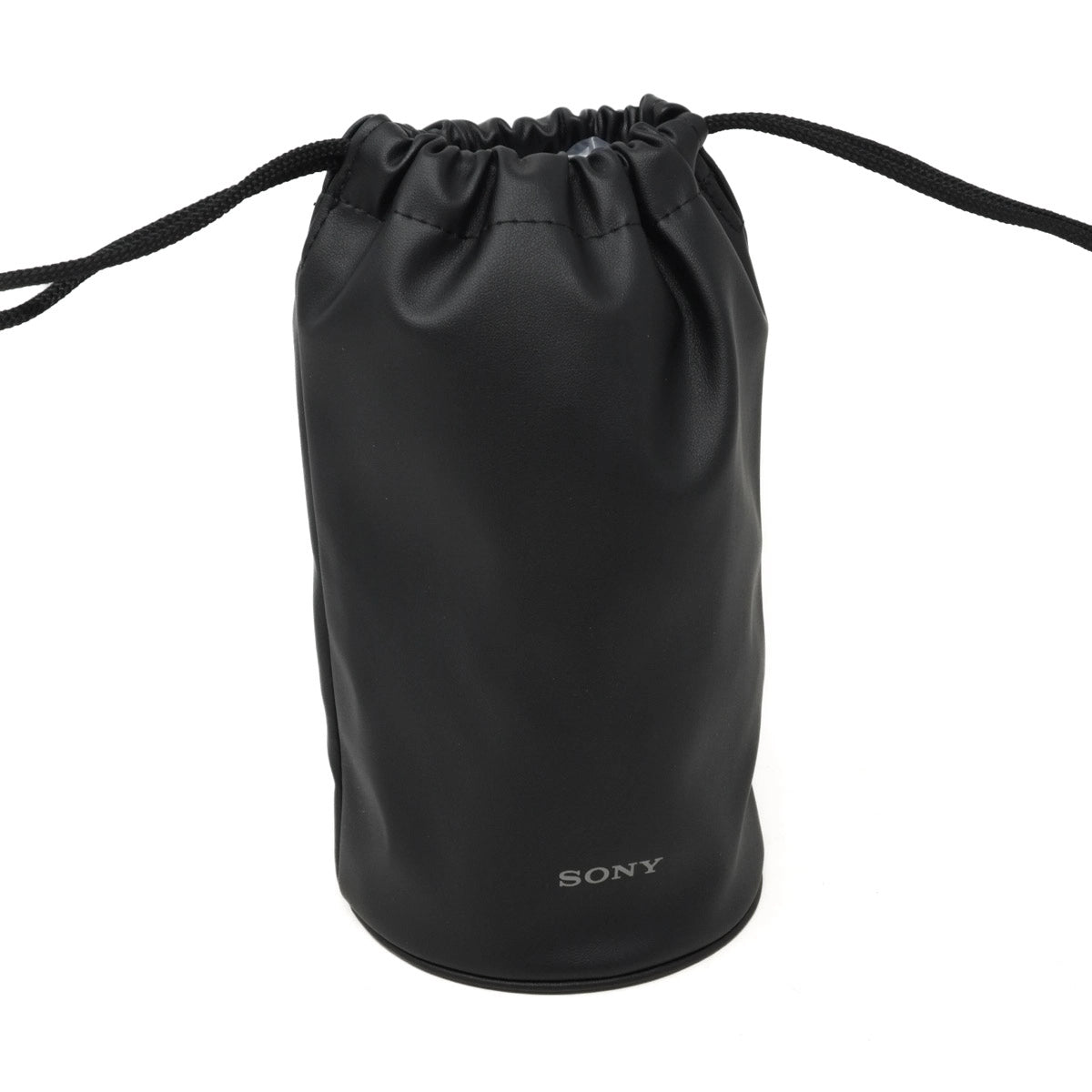 Black drawstring pouch with 'Sony' branding on a white background