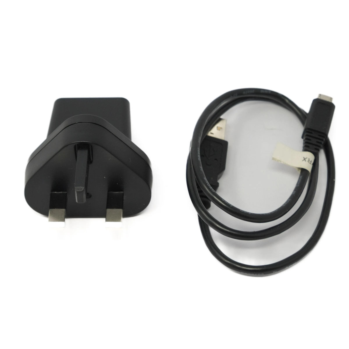 Black plug and black cable on a white background