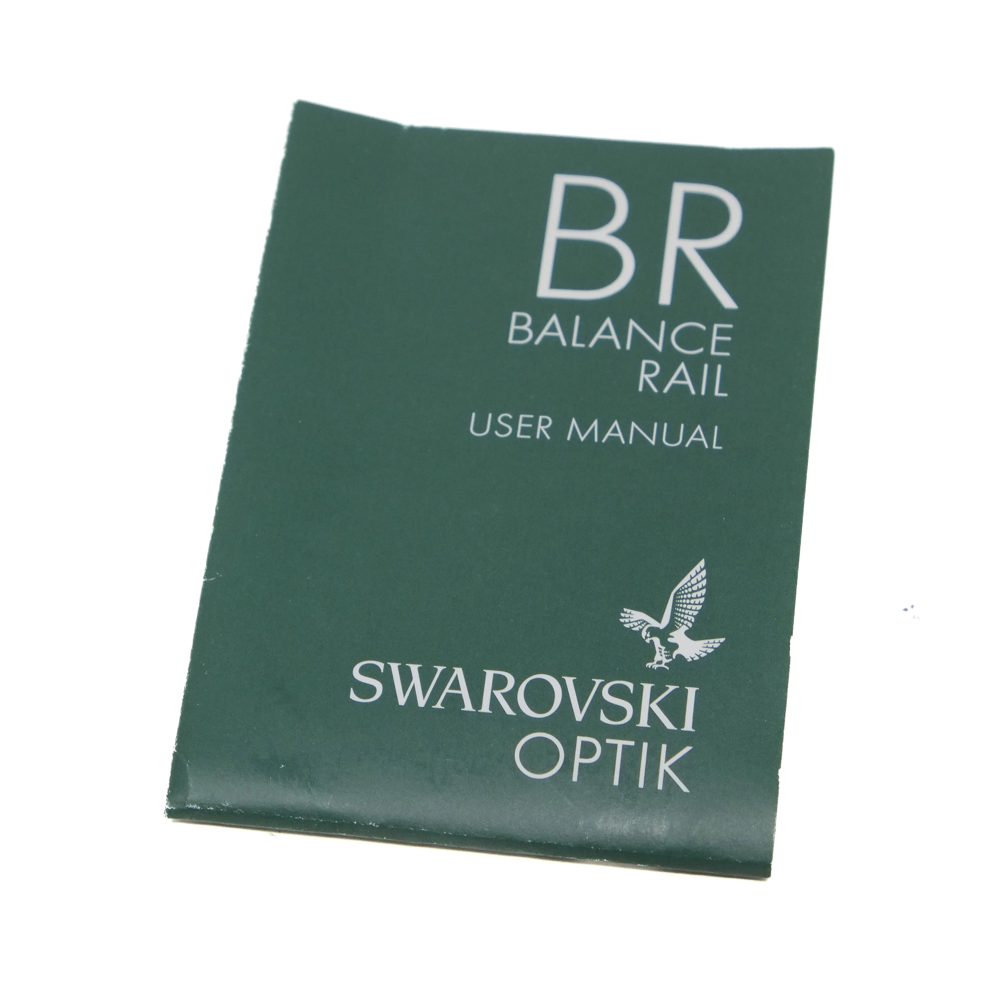 Green user manual for Swarovski Optik Balance Rail on a white background