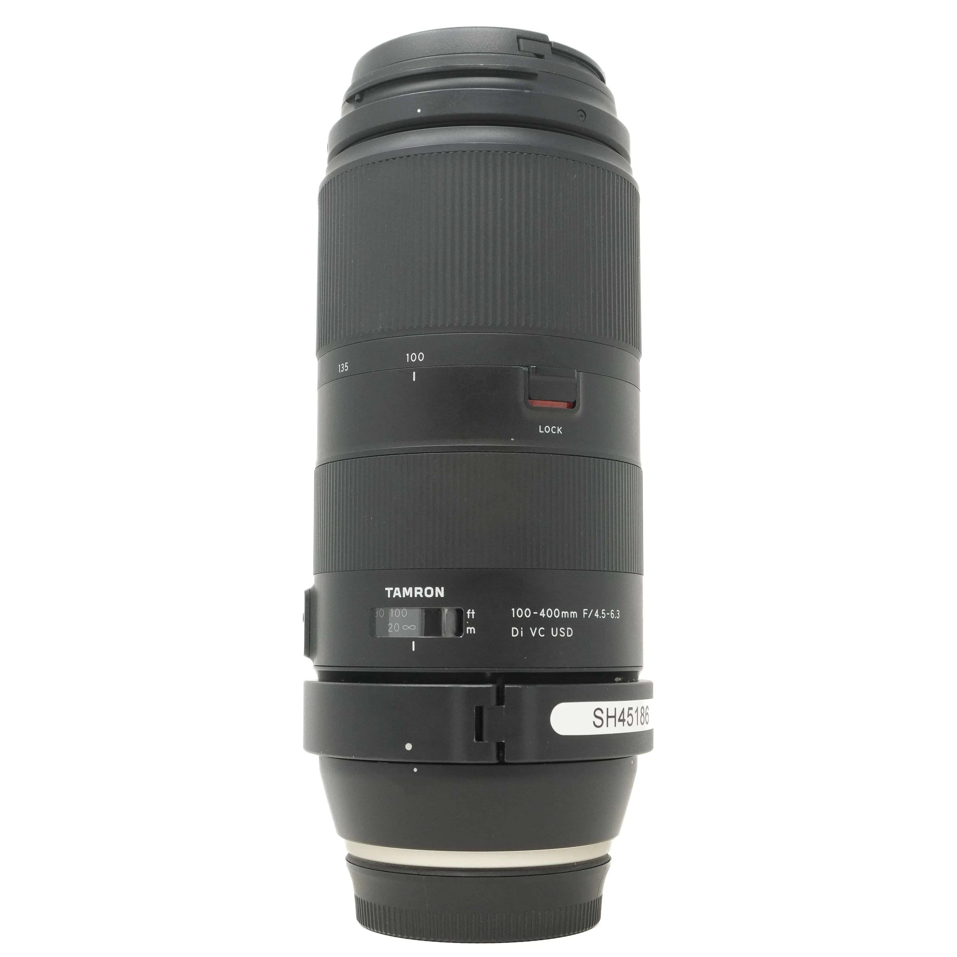 Camera lens with 'Tamron' branding on a white background
