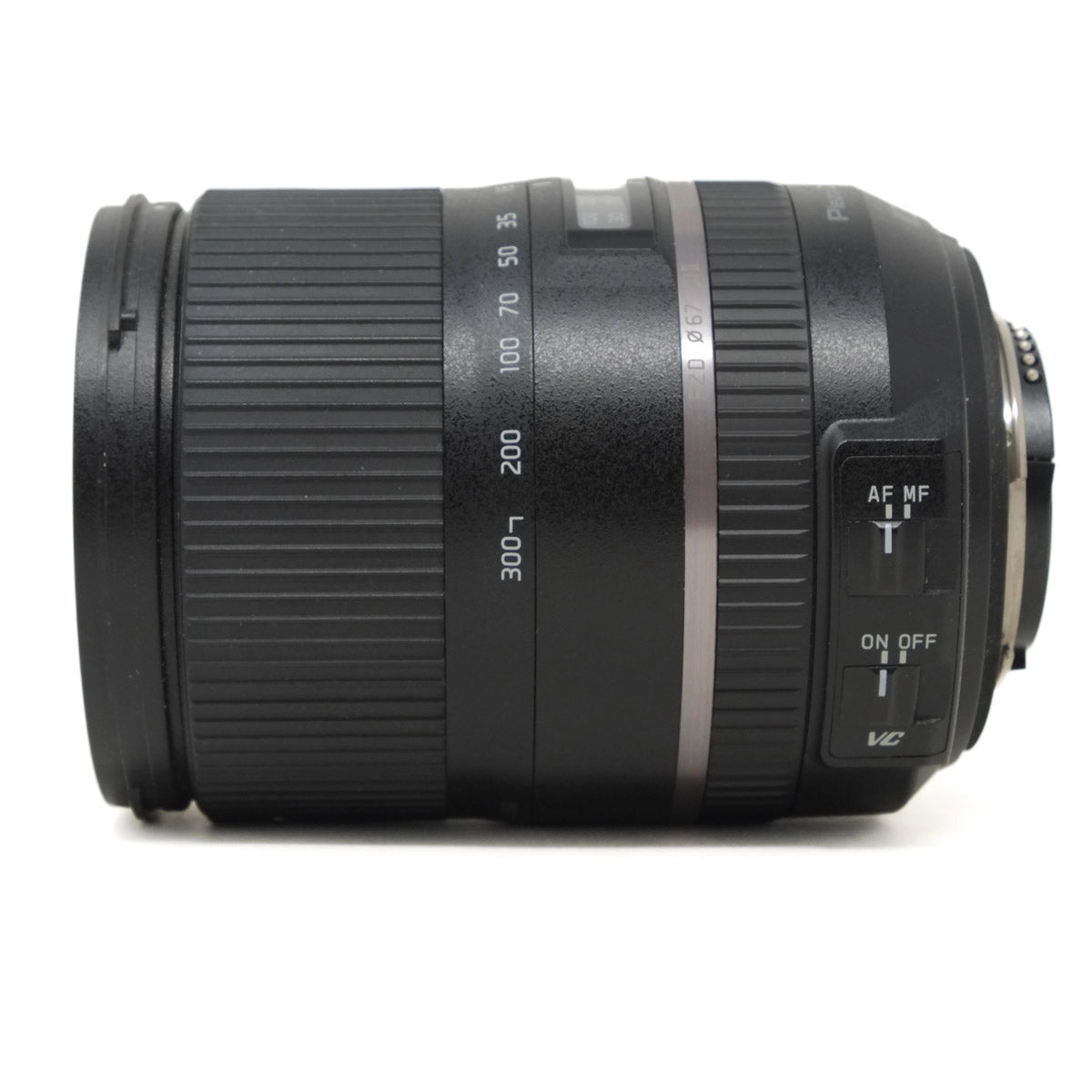 Camera lens with control buttons on a white background