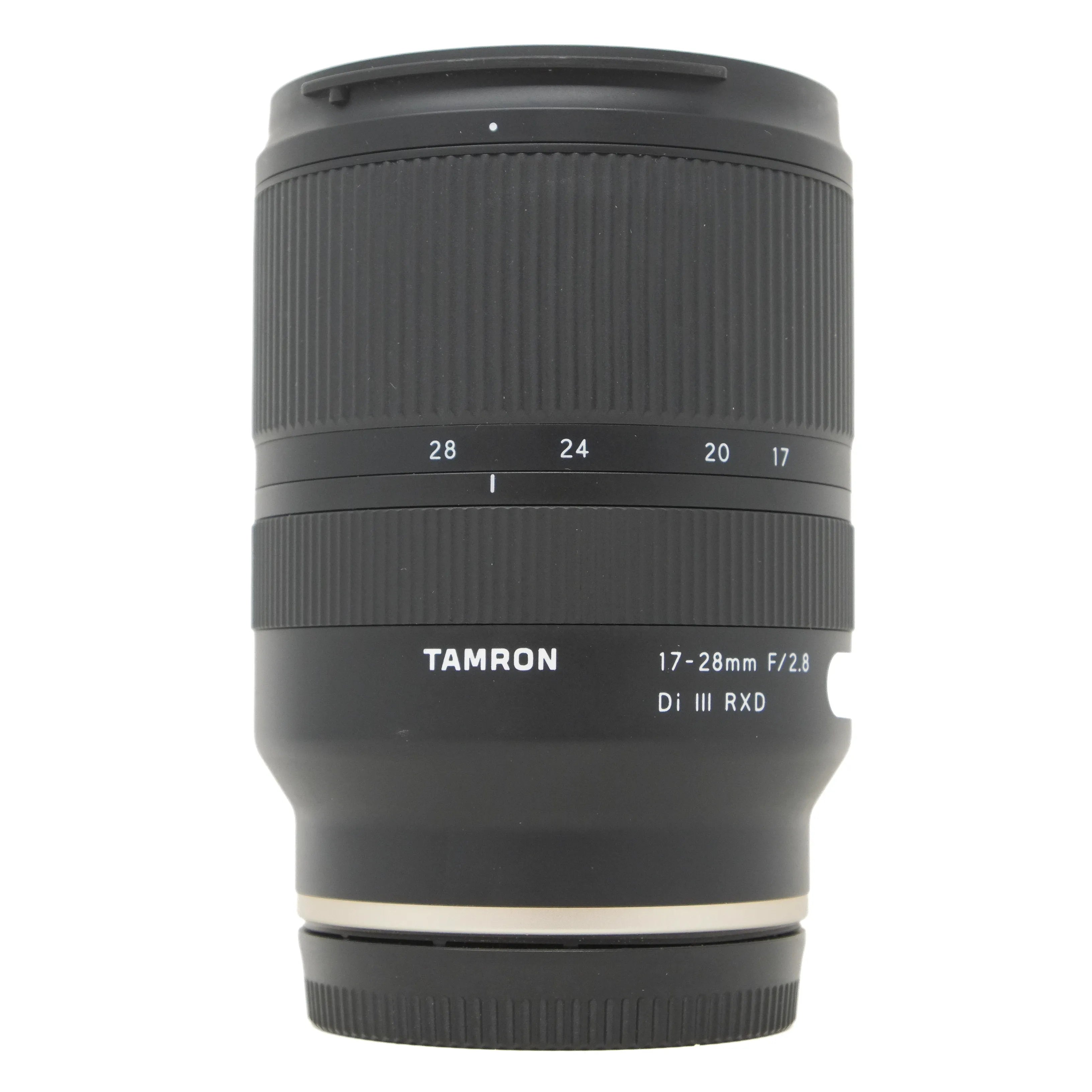 Black Tamron camera lens on a white background