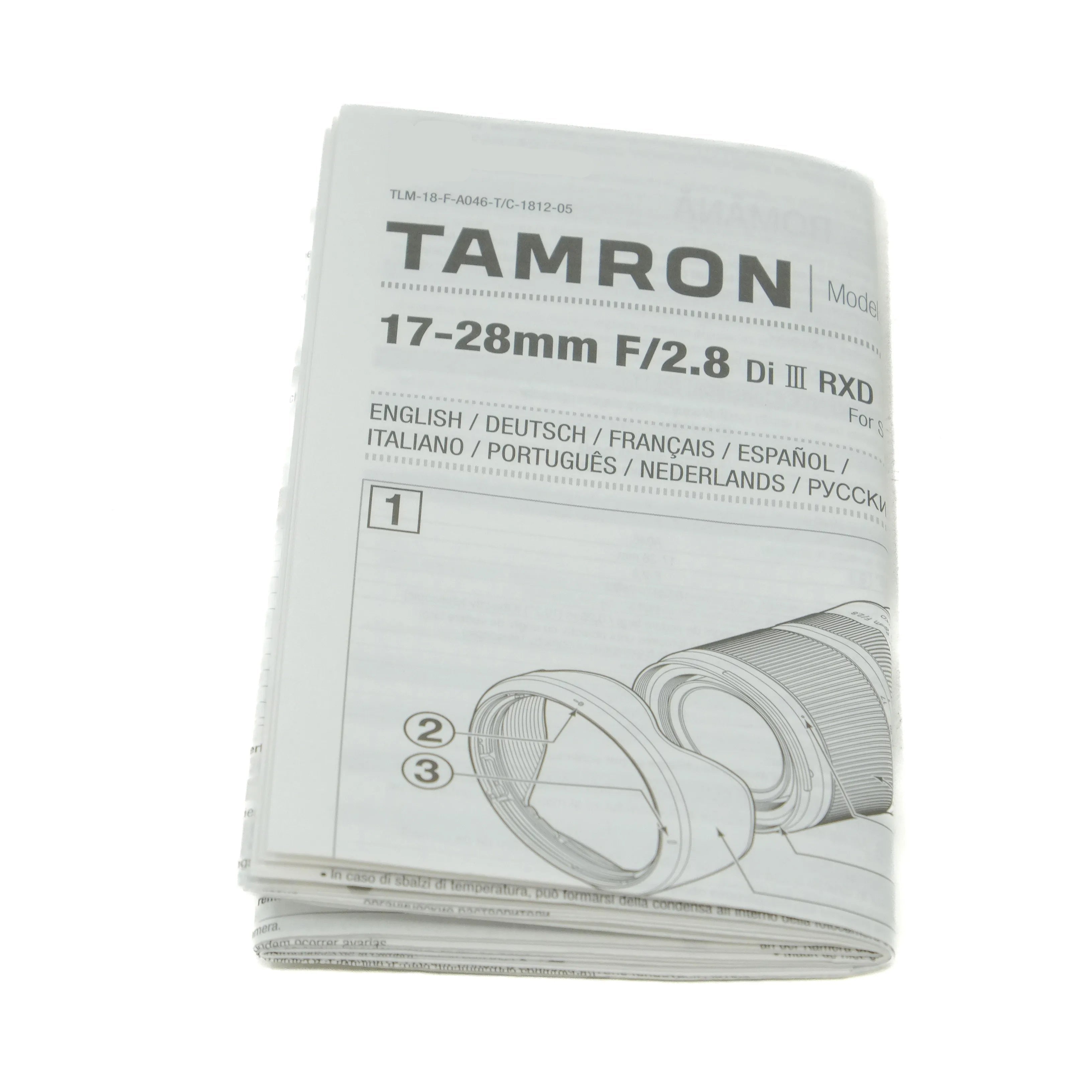 Used Tamron 17-28mm f2.8 Di III RXD Lens For Sony E - manual