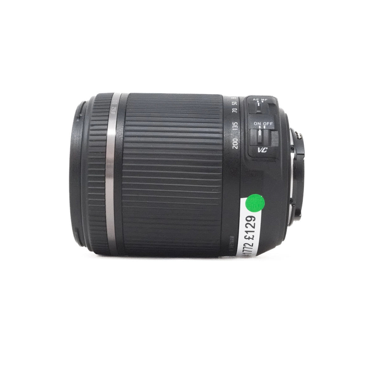 Used Tamron 18-200mm f3.5-6.3 VC DiII lens for Nikon side angle