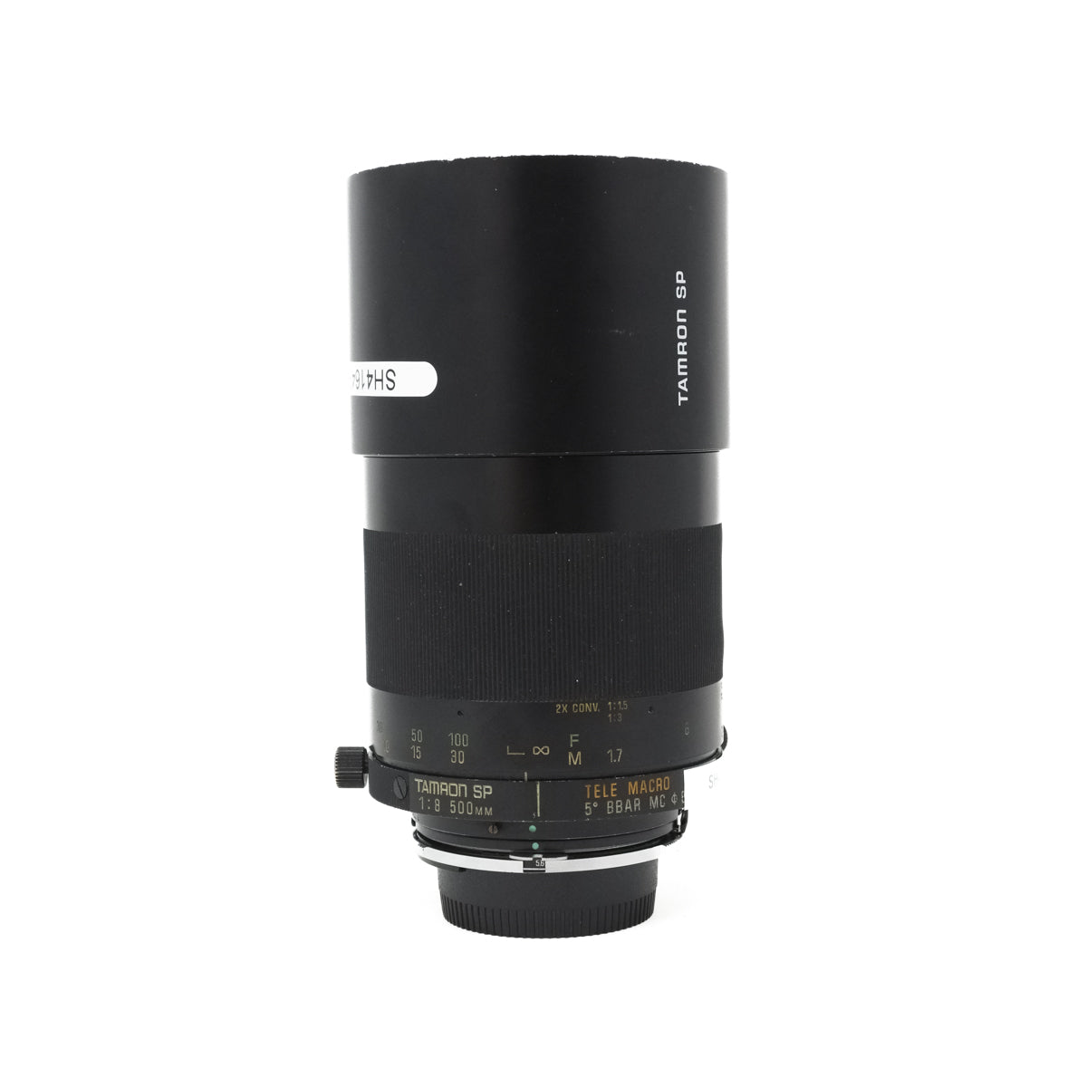 Used Tamron SP 500mm F8 mirror lens with Nikon AI mount top angle