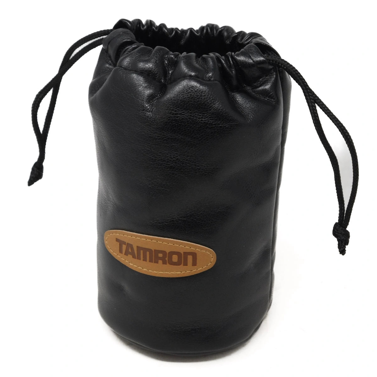 Black drawstring pouch with Tamron logo on a white background