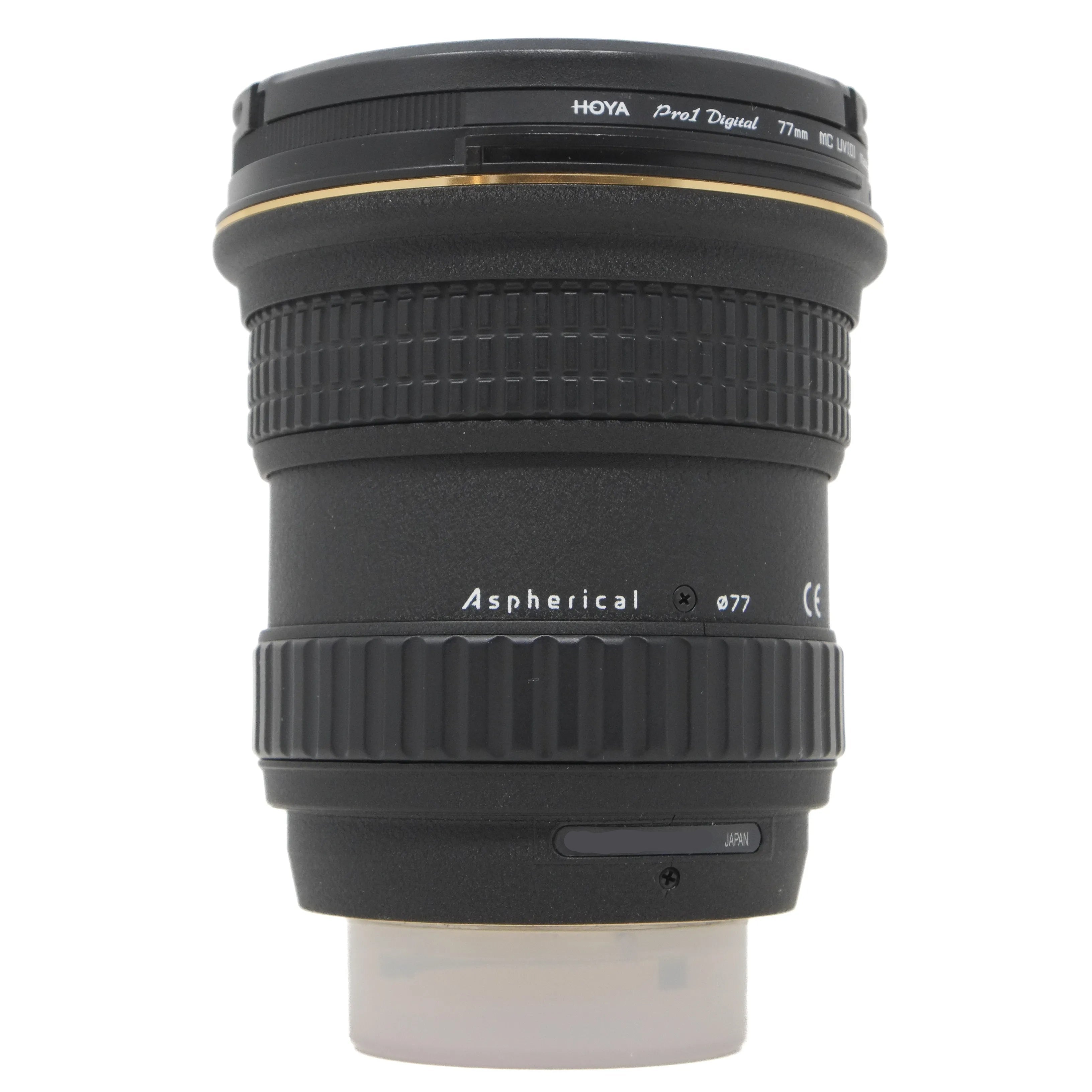 Camera lens with 'HOYA' branding on a white background