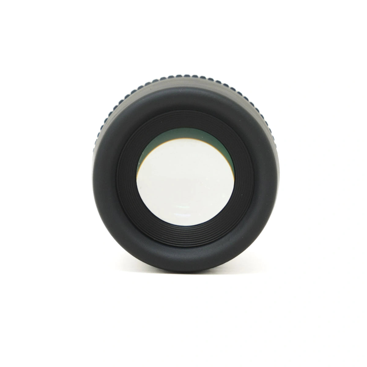 Black eyepiece lens on a white background