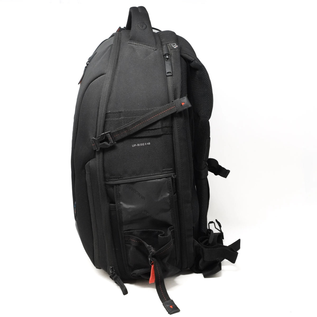 Black backpack on a white background