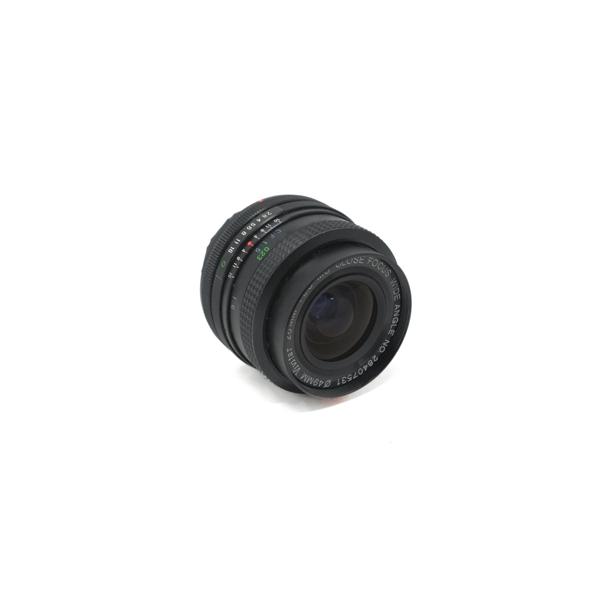 Used Vivitar 28mm F2.8 MC Close Focus (Canon FD fit) - Top angle 