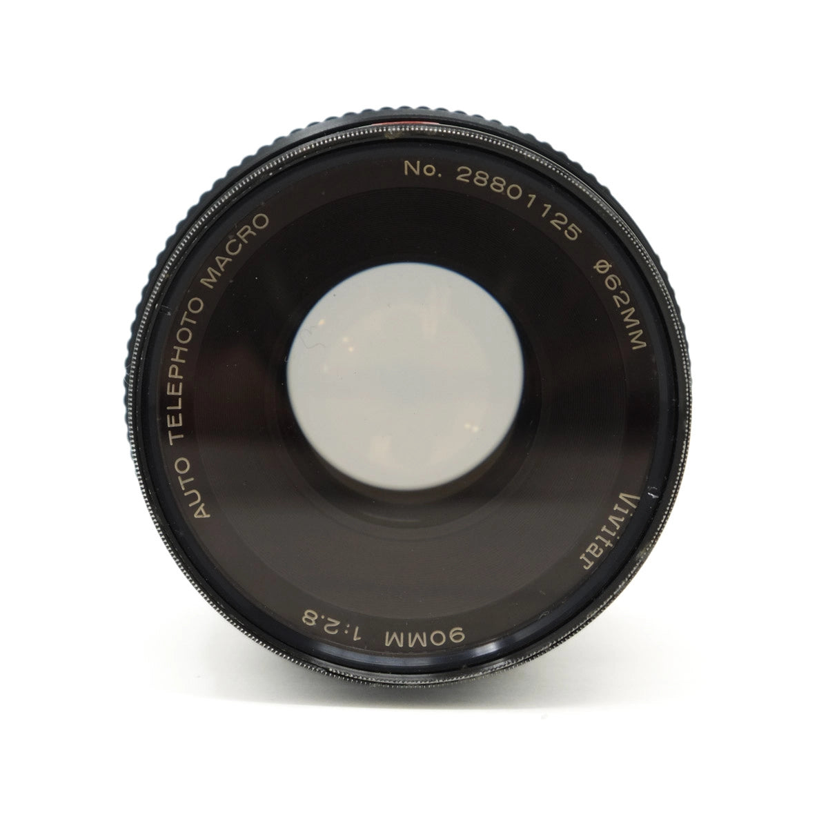 Camera lens with technical specifications on a white background