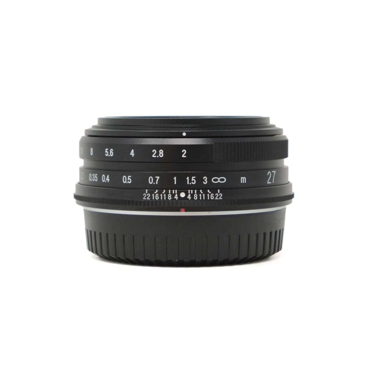 Used Voightlander Ultron 27mm F2 lens in X-Mount - front angle 