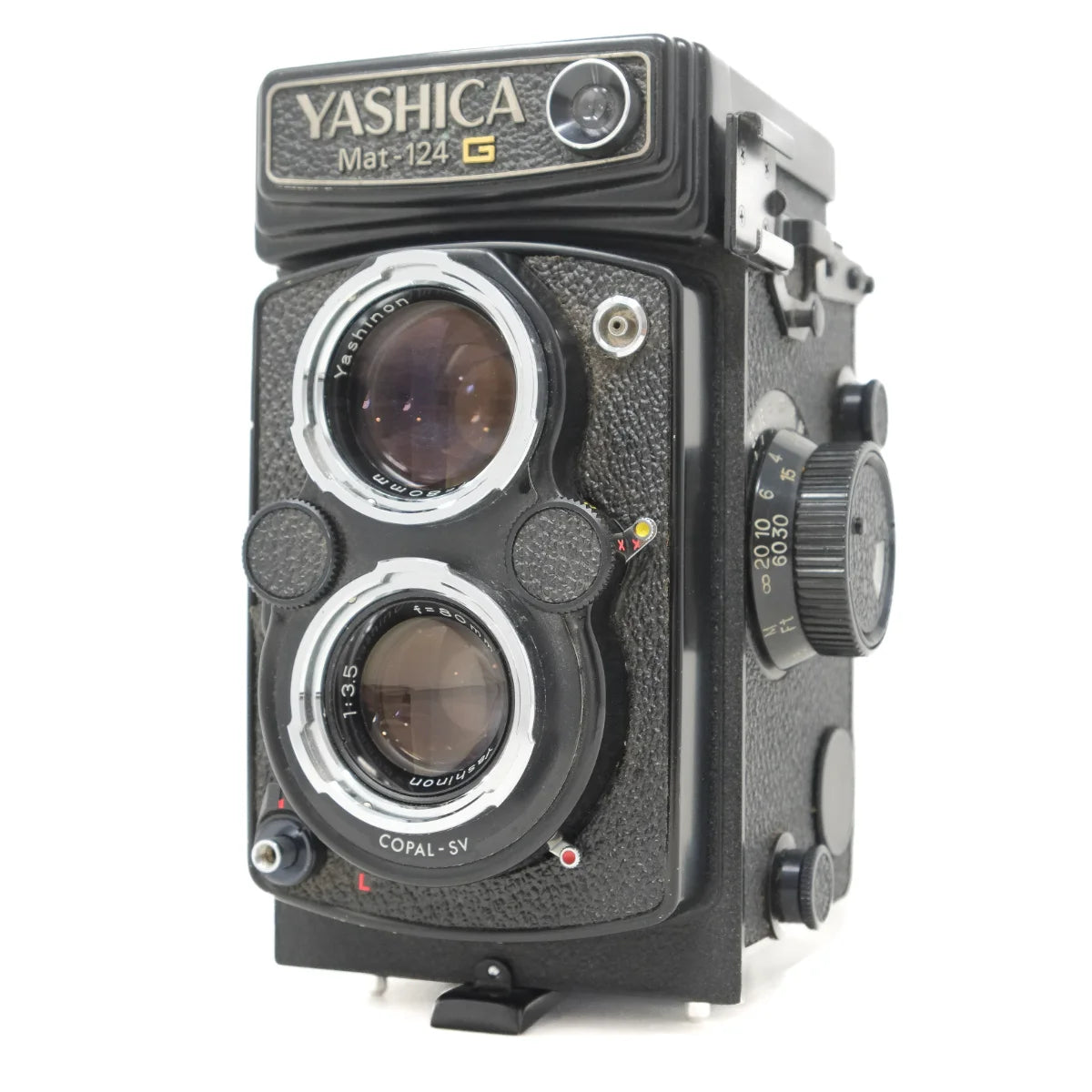 Used Yashica 124G Twin lens Reflex camera 6 X 6 - front angle 