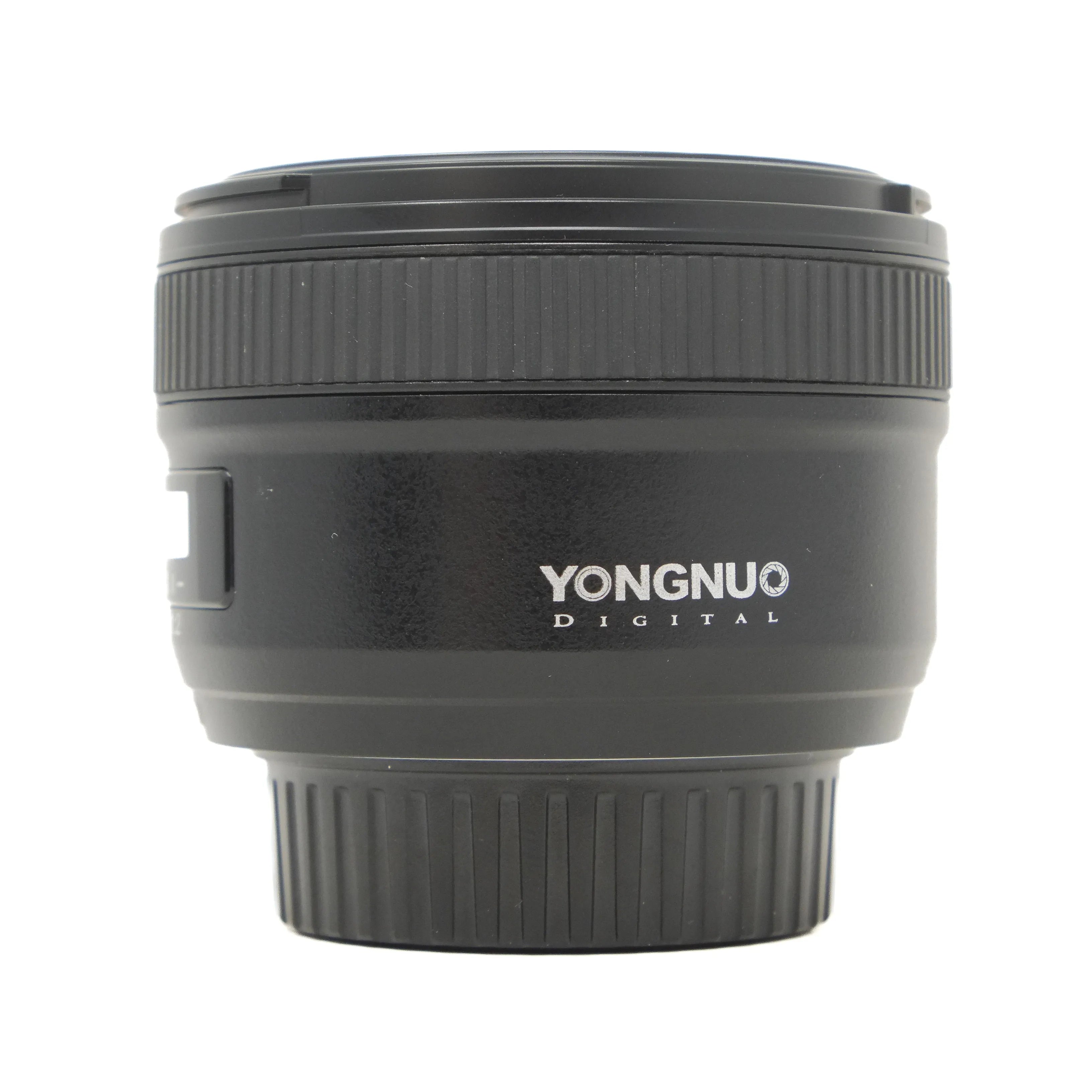 Yongnuo camera lens on a white background