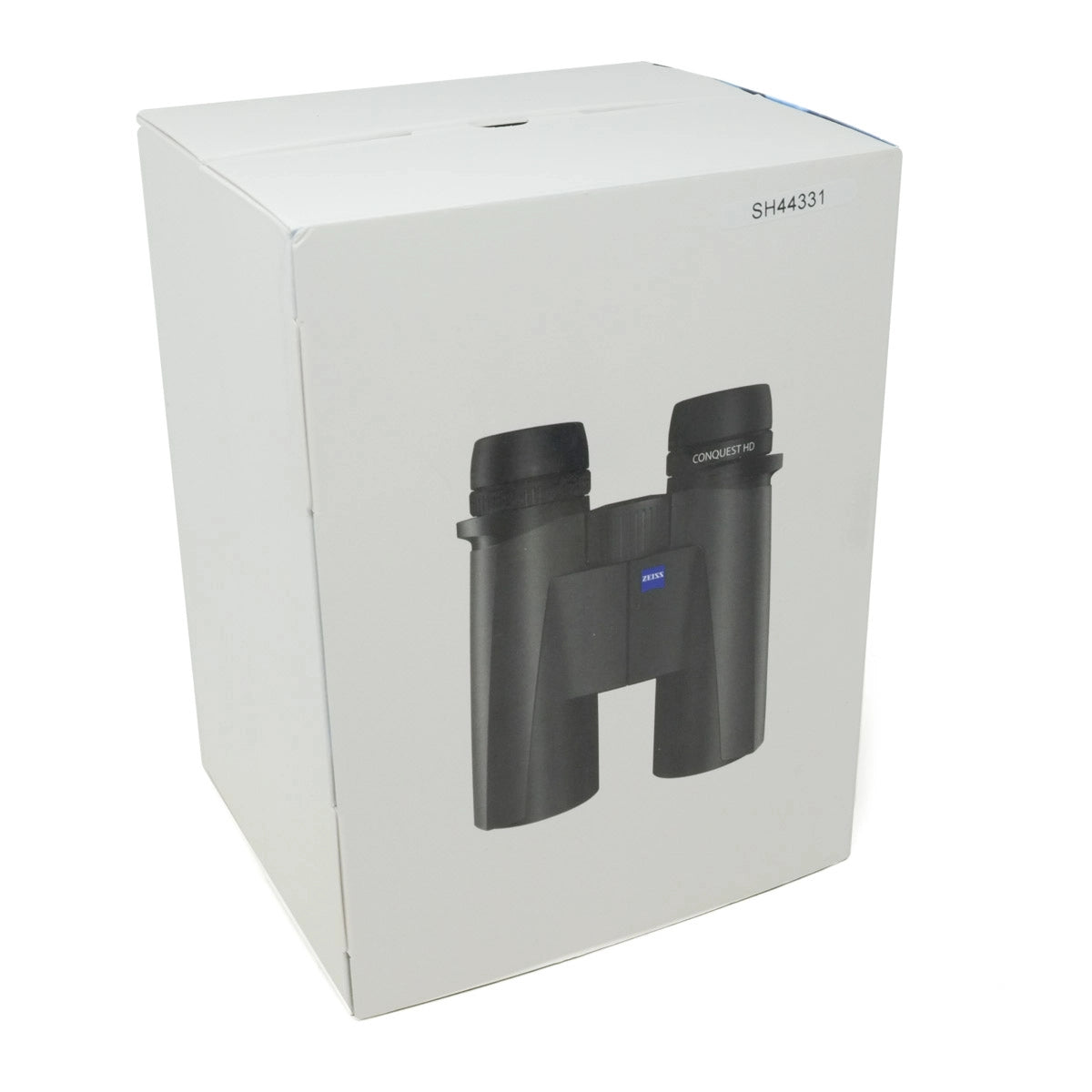 Binoculars in a white box with a visible brand logo on a white background
