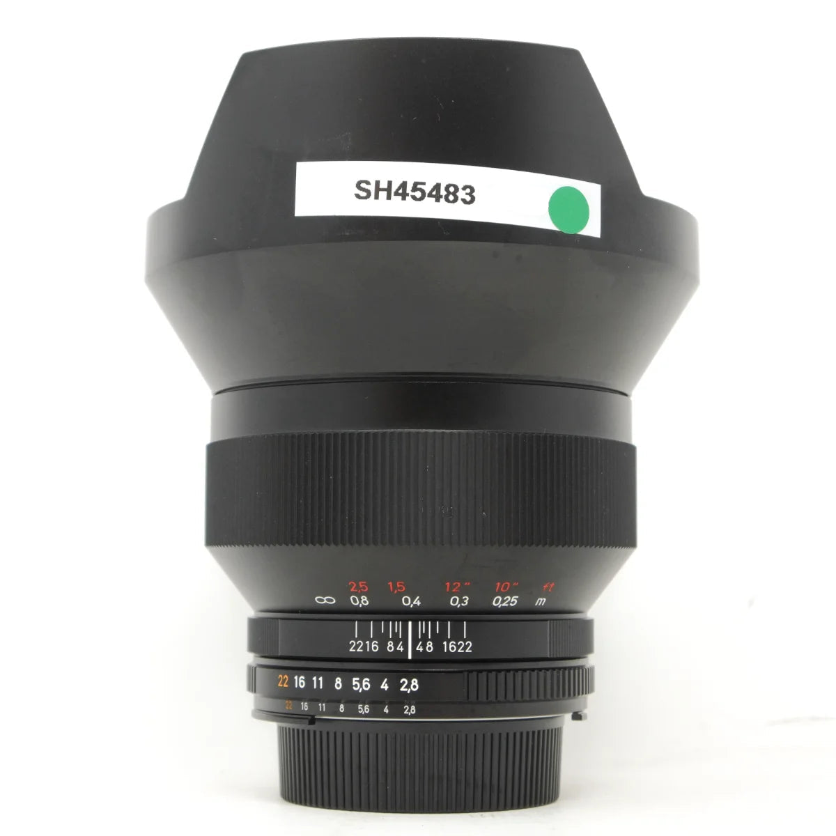 Used Zeiss Distagon 15mm F2.8 Lens in Nikon ZF.2 Mount - front angle 