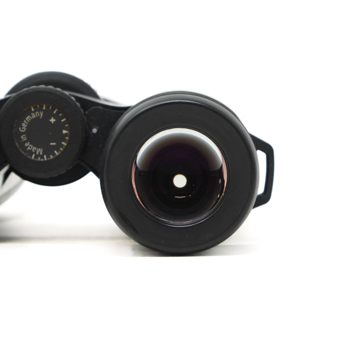 Black binoculars on a white background