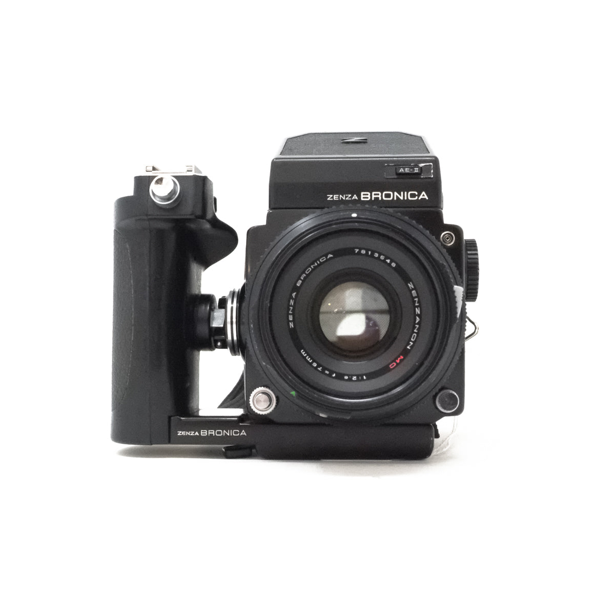 Used Bronica ETRS + 75mm F/2.8 + AEII Metered Prism+ 120 back+ grip