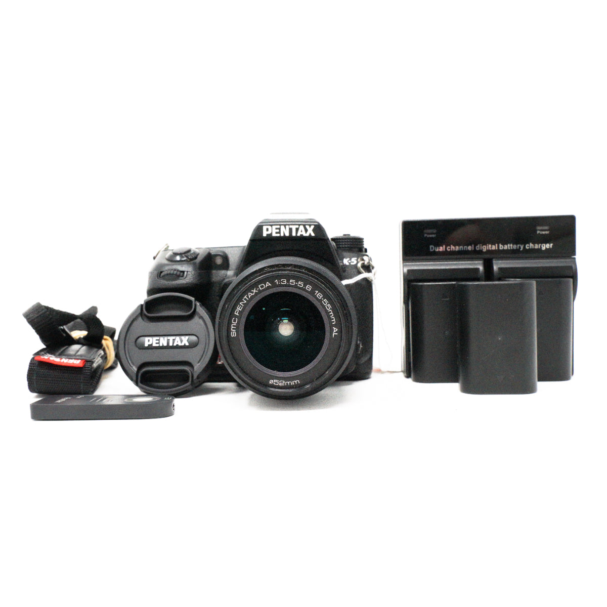Used Pentax K-5 + 18-55mm F3.5-5.6 AL DSLR camera + 4 batteries