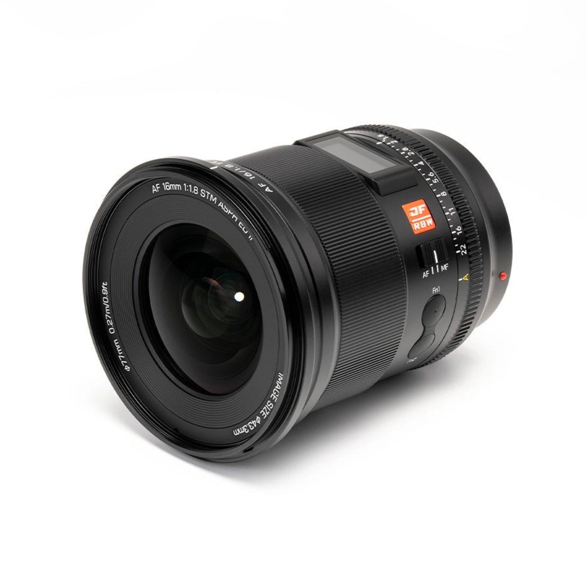 VILTROX AF 16mm F1.8 Full Frame Wide Angle Lens For Sony E-mount front angle from right side