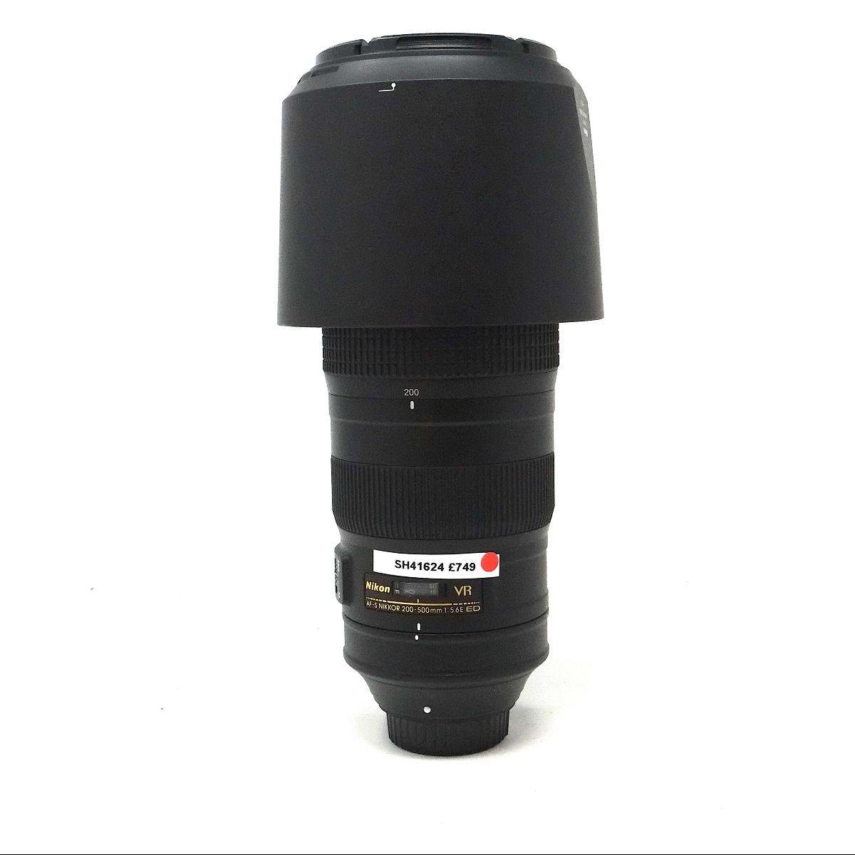 Used Nikon AF-S Nikkor 200-500mm F5.6E VR lens (Hood SH41624)