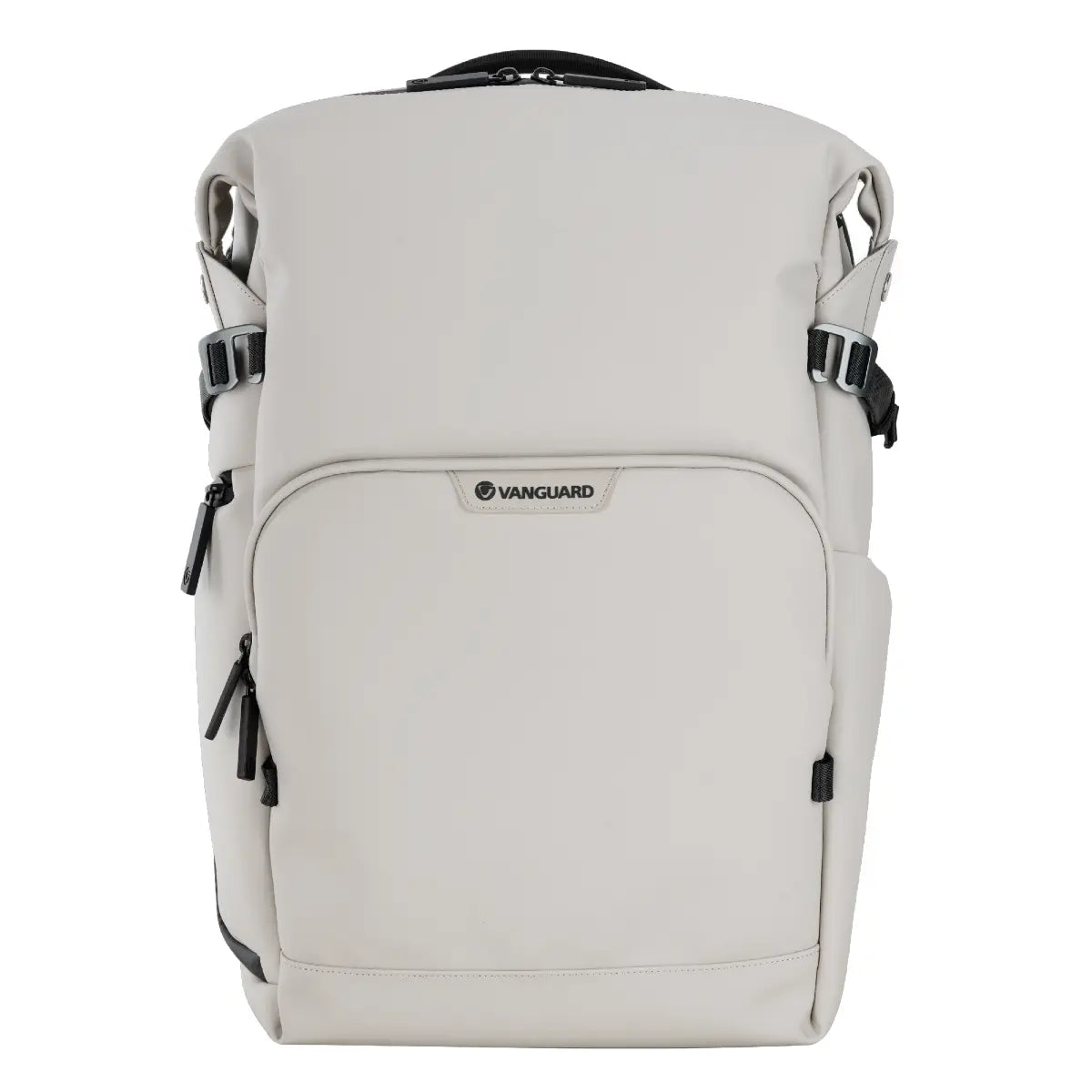 Light gray backpack with Vanguard logo on a white background