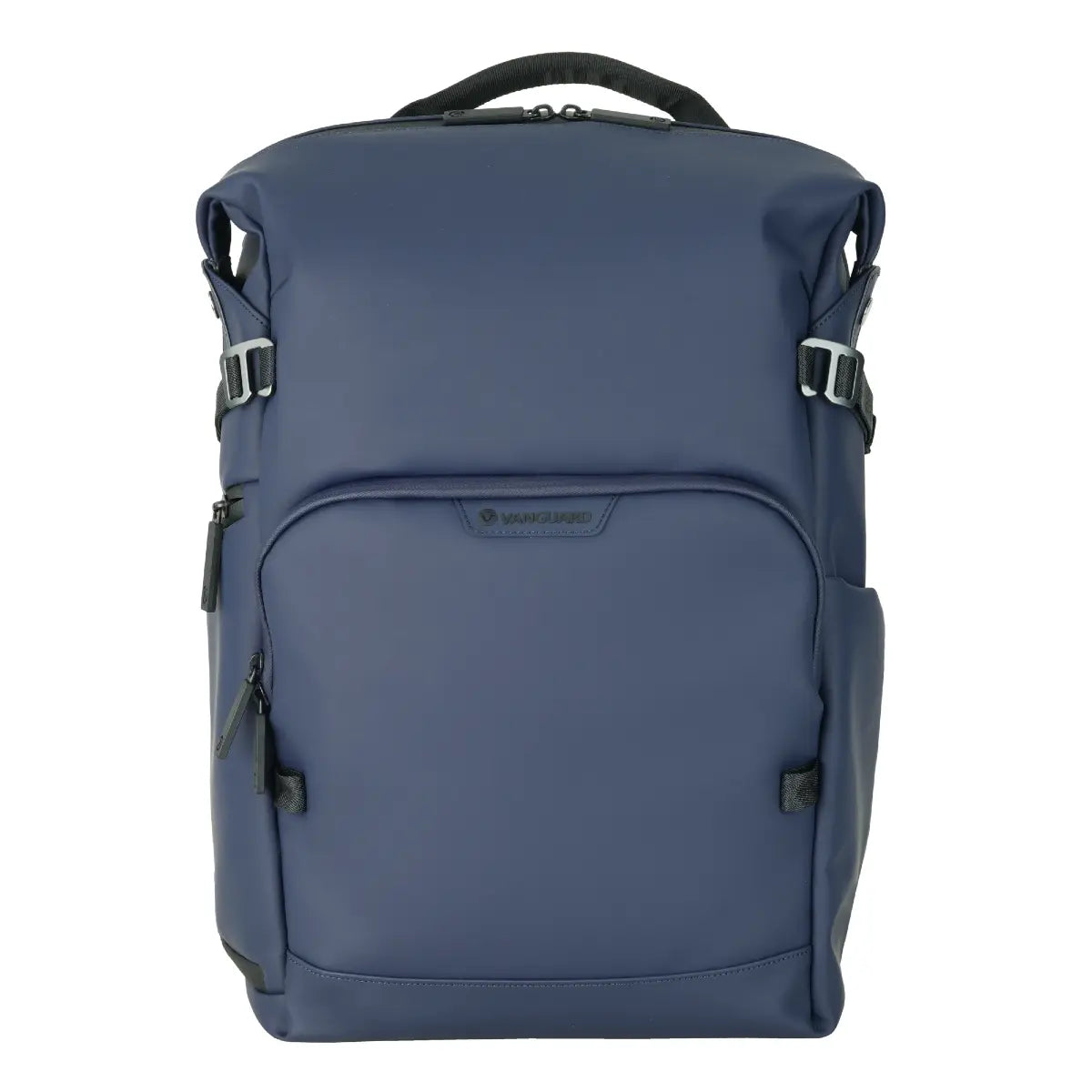 Blue backpack with visible brand logo on a white background