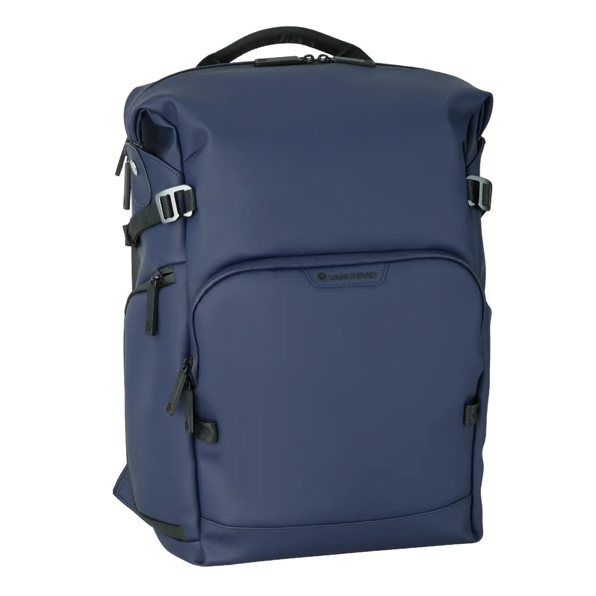 Blue backpack with visible brand logo on a white background