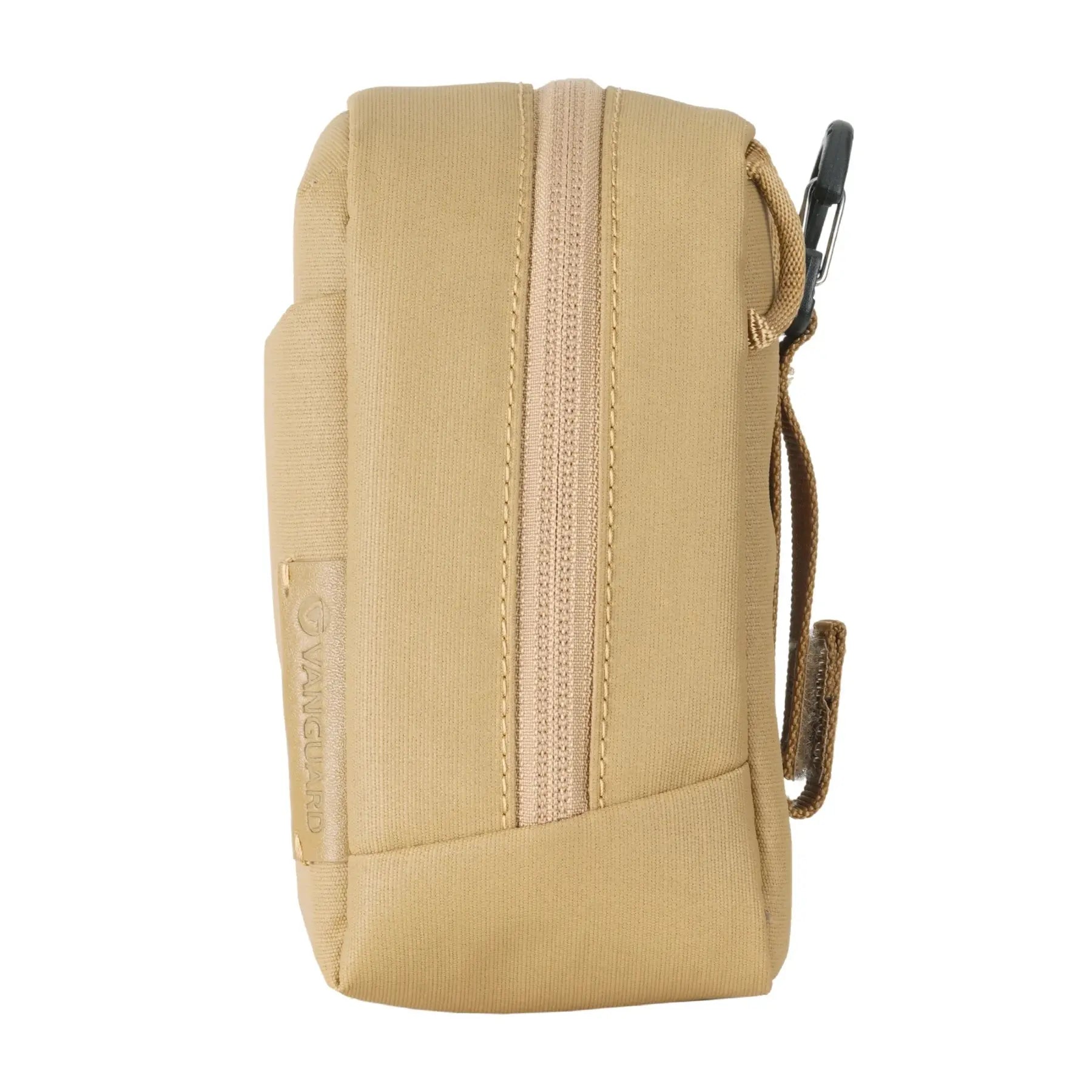 Beige pouch with a zipper on a white background