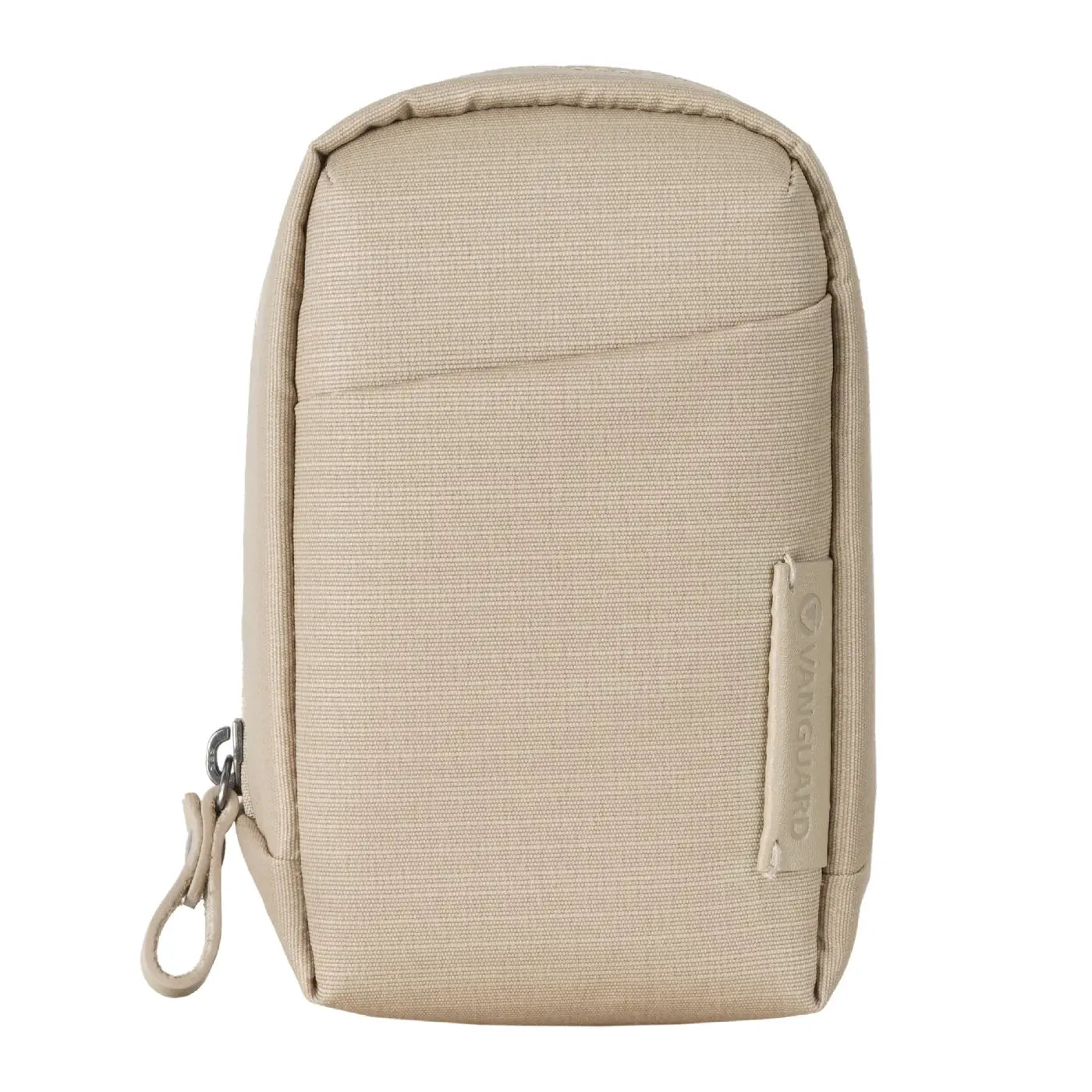 Beige pouch with a zipper on a white background