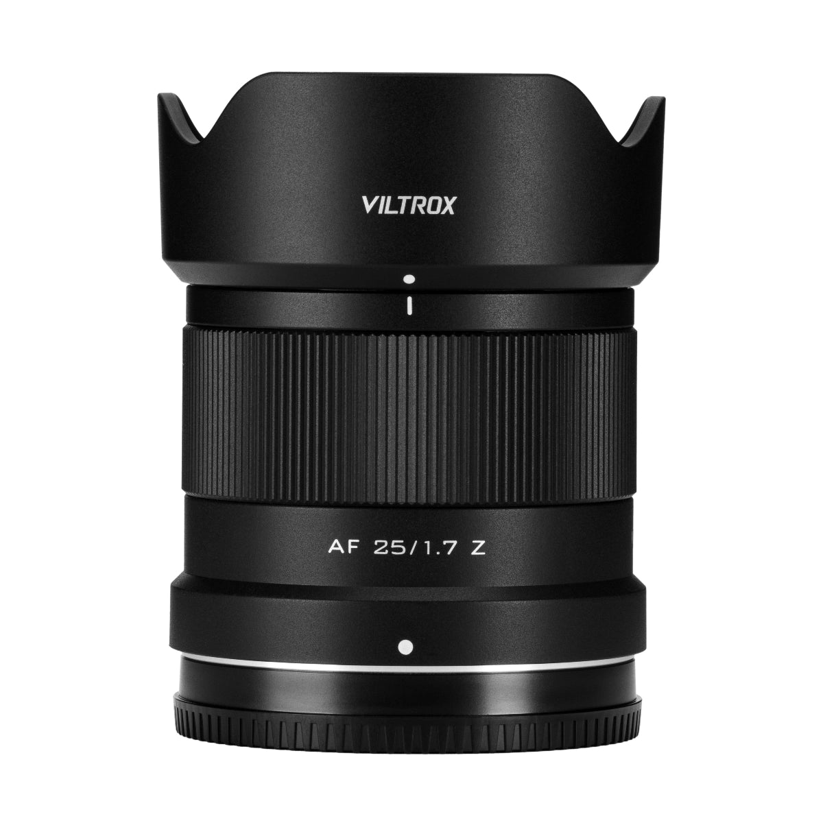 Viltrox AF 25mm F1.7 Lens - Nikon Z Mount top angle with lens hood