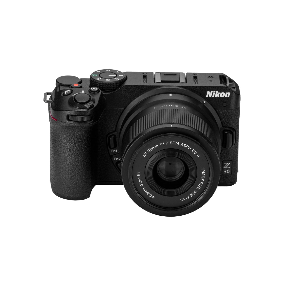 Viltrox AF 25mm F1.7 Lens - Nikon Z Mount front angle on camera