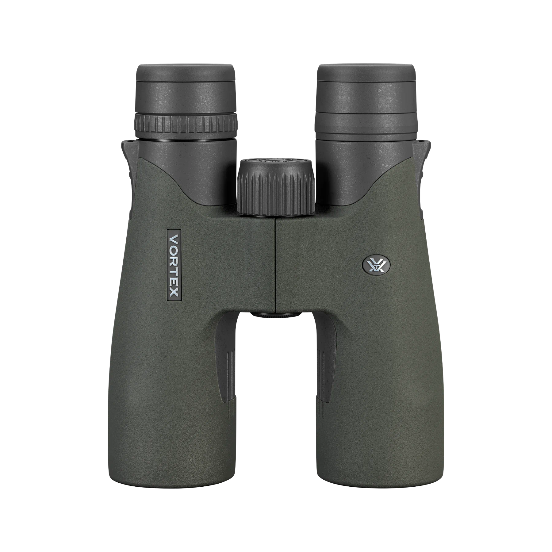 Vortex binoculars in matte dark green with black eyecups and a central focusing knob, shown against a plain white background.