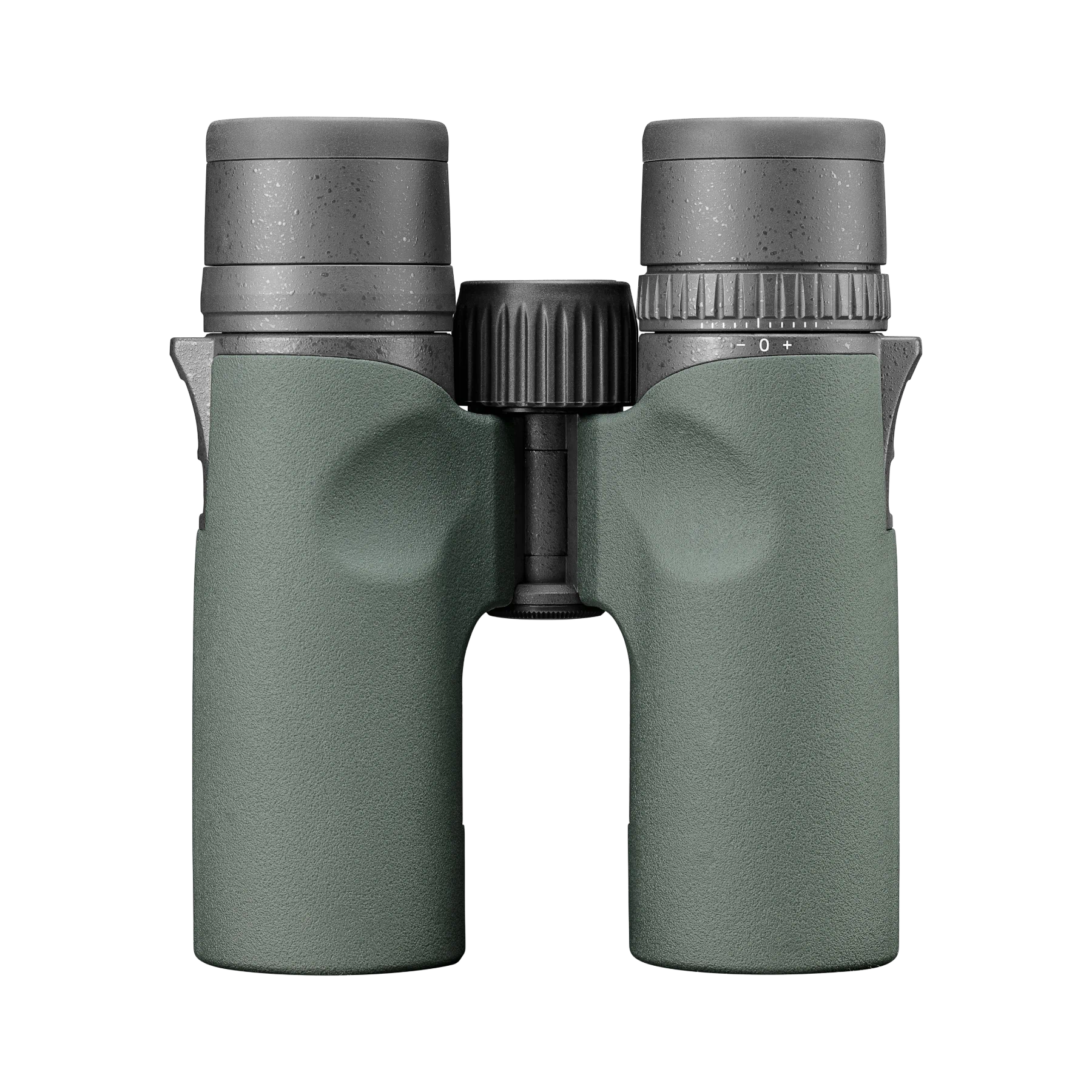 A pair of Vortex binoculars with a matte green body and dark gray eyecups and central focus wheel, shown against a plain white background.
