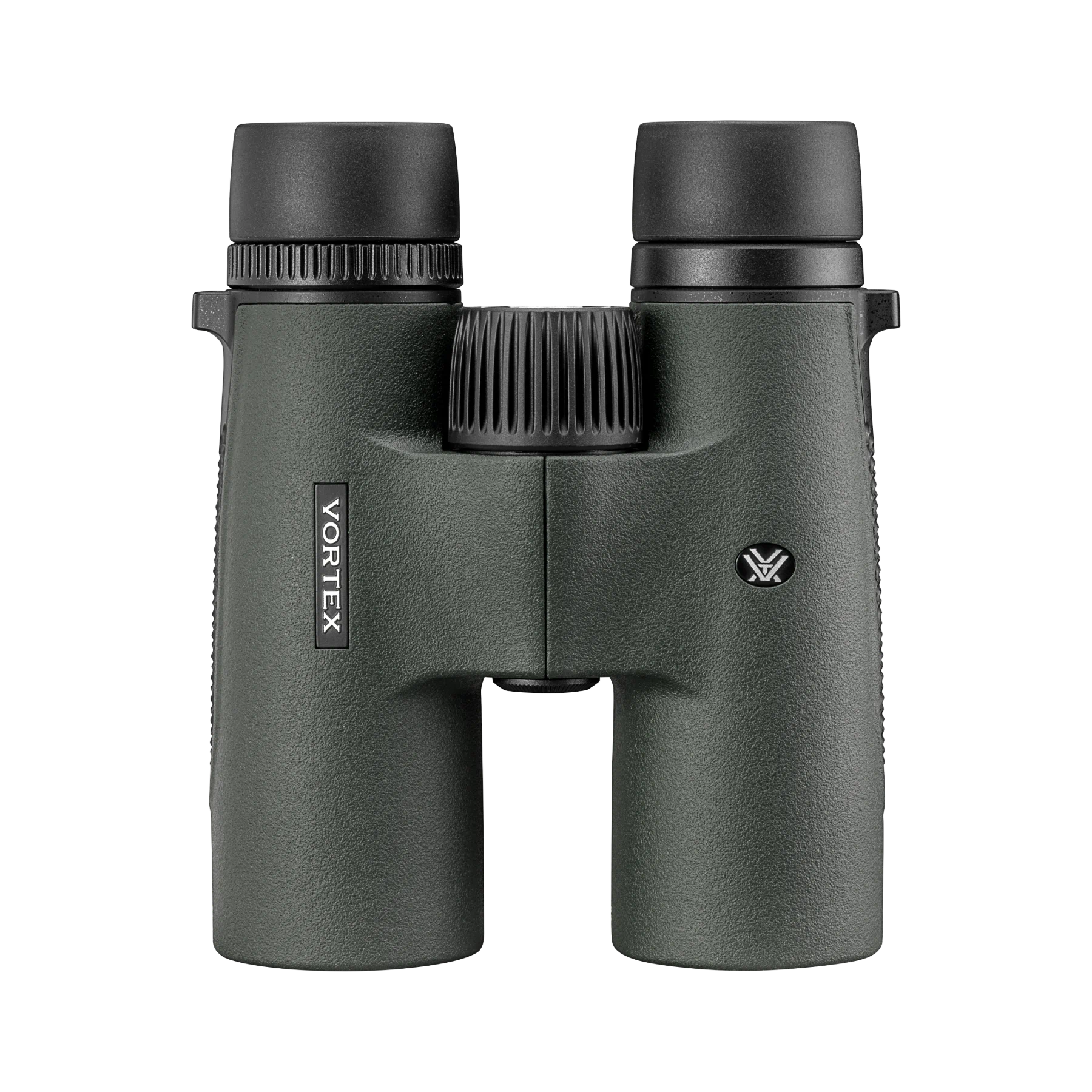 Vortex binoculars in matte dark green with black eyecups and a central focus wheel, shown against a plain white background.