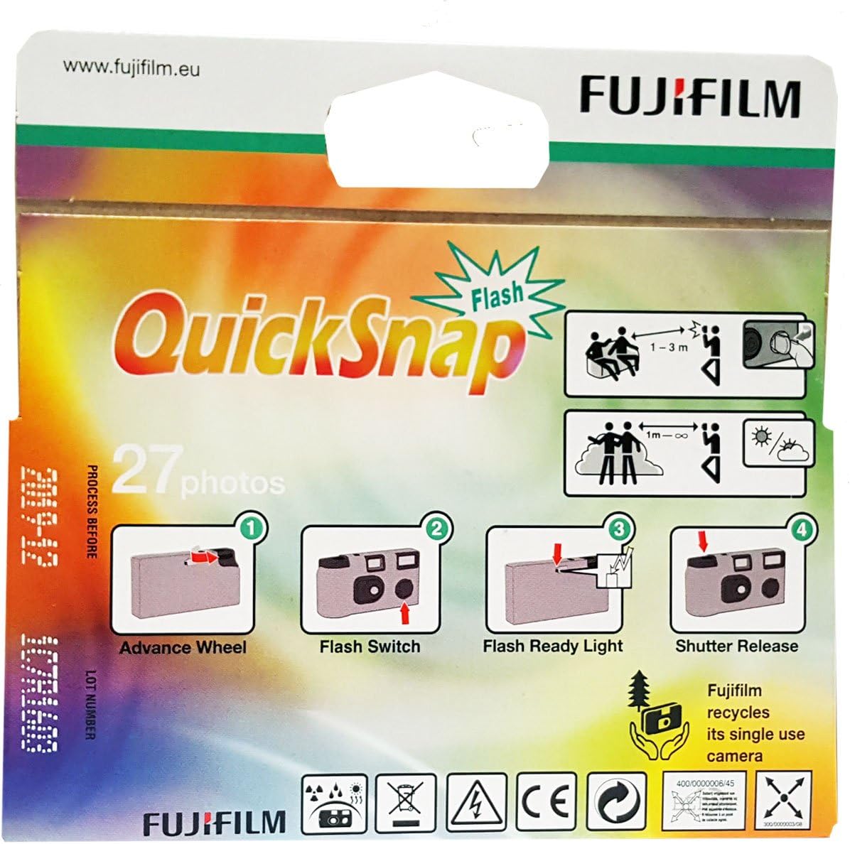 x3 Fujifilm Quicksnap Disposable Camera for 27 Photos ISO 400