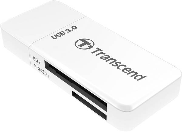 Product Image of Transcend Multi functional Card Reader in White (with SD, microSD card slot and USB connector) USB 3.1