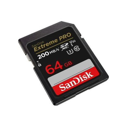 SanDisk Extreme PRO 64GB SDXC Memory Card up to 200MB/s & 90MB/s Read/Write speeds, UHS-I, Class 10, U3, V30