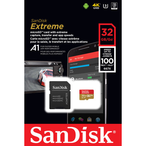 Product Image of SanDisk Extreme 32GB microSDHC Memory Card SD Adapter